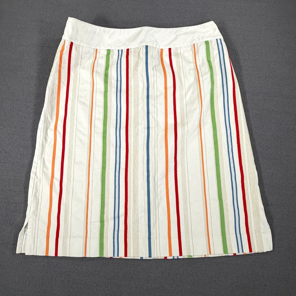Liz Claiborne Womens Size 10 White Multi Color Vertical Stripe A-Line Skirt